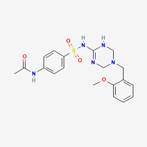 molecular formula C19H23N5O4S B11183443 N-(4-{[5-(2-methoxybenzyl)-1,4,5,6-tetrahydro-1,3,5-triazin-2-yl]sulfamoyl}phenyl)acetamide 