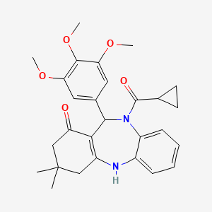 10-(cyclopropylcarbonyl)-3,3-dimethyl-11-(3,4,5-trimethoxyphenyl)-2,3,4,5,10,11-hexahydro-1H-dibenzo[b,e][1,4]diazepin-1-one