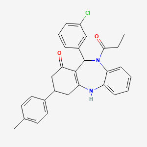 6-(3-chlorophenyl)-5-propanoyl-9-(p-tolyl)-8,9,10,11-tetrahydro-6H-benzo[b][1,4]benzodiazepin-7-one