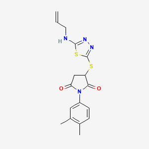 molecular formula C17H18N4O2S2 B11183470 1-(3,4-Dimethylphenyl)-3-{[5-(prop-2-en-1-ylamino)-1,3,4-thiadiazol-2-yl]sulfanyl}pyrrolidine-2,5-dione 