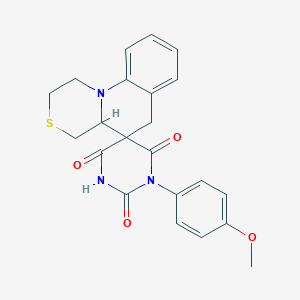 5'-(4-Methoxyphenyl)-2,4,4A,6-tetrahydro-1H-spiro[[1,4]thiazino[4,3-A]quinoline-5,3'-[1,5]diazinane]-2',4',6'-trione