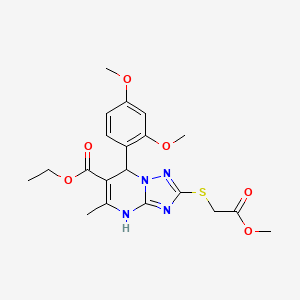 molecular formula C20H24N4O6S B11183560 Ethyl 7-(2,4-dimethoxyphenyl)-2-[(2-methoxy-2-oxoethyl)sulfanyl]-5-methyl-3,7-dihydro[1,2,4]triazolo[1,5-a]pyrimidine-6-carboxylate 