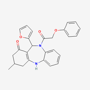 11-(furan-2-yl)-3-methyl-10-(phenoxyacetyl)-2,3,4,5,10,11-hexahydro-1H-dibenzo[b,e][1,4]diazepin-1-one