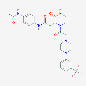 molecular formula C27H31F3N6O4 B11183622 N-[4-(acetylamino)phenyl]-2-[3-oxo-1-({4-[3-(trifluoromethyl)phenyl]piperazin-1-yl}acetyl)piperazin-2-yl]acetamide 