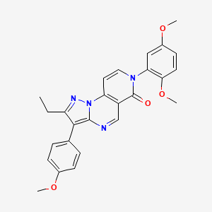 molecular formula C26H24N4O4 B11183636 7-(2,5-dimethoxyphenyl)-2-ethyl-3-(4-methoxyphenyl)pyrazolo[1,5-a]pyrido[3,4-e]pyrimidin-6(7H)-one 