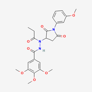 molecular formula C24H27N3O8 B11183644 3,4,5-trimethoxy-N'-[1-(3-methoxyphenyl)-2,5-dioxopyrrolidin-3-yl]-N'-propanoylbenzohydrazide 