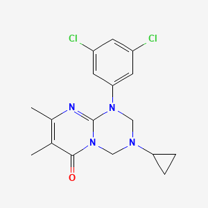 molecular formula C17H18Cl2N4O B11183670 3-cyclopropyl-1-(3,5-dichlorophenyl)-7,8-dimethyl-1,2,3,4-tetrahydro-6H-pyrimido[1,2-a][1,3,5]triazin-6-one 