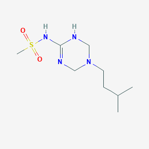 molecular formula C9H20N4O2S B11183682 N-[5-(3-methylbutyl)-1,4,5,6-tetrahydro-1,3,5-triazin-2-yl]methanesulfonamide 