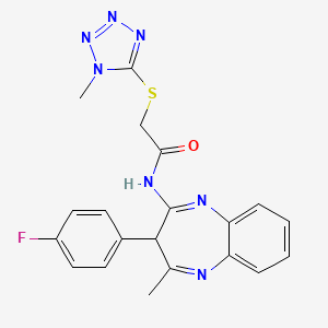 N-[3-(4-fluorophenyl)-4-methyl-3H-1,5-benzodiazepin-2-yl]-2-[(1-methyl-1H-tetrazol-5-yl)sulfanyl]acetamide