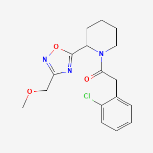 molecular formula C17H20ClN3O3 B11183734 2-(2-Chlorophenyl)-1-{2-[3-(methoxymethyl)-1,2,4-oxadiazol-5-YL]piperidin-1-YL}ethanone 