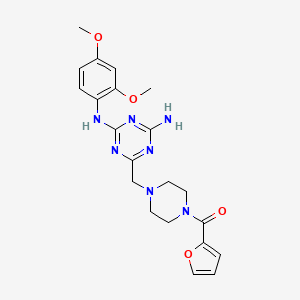 [4-({4-Amino-6-[(2,4-dimethoxyphenyl)amino]-1,3,5-triazin-2-yl}methyl)piperazin-1-yl](furan-2-yl)methanone