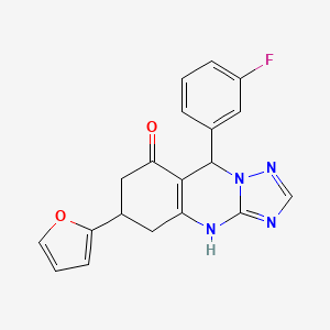 molecular formula C19H15FN4O2 B11183786 9-(3-fluorophenyl)-6-(furan-2-yl)-5,6,7,9-tetrahydro[1,2,4]triazolo[5,1-b]quinazolin-8(4H)-one 