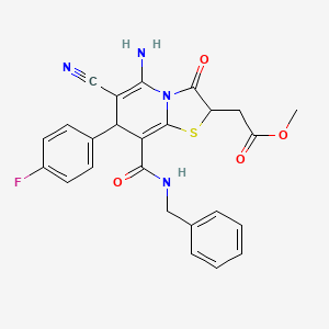 methyl [5-amino-8-(benzylcarbamoyl)-6-cyano-7-(4-fluorophenyl)-3-oxo-2,3-dihydro-7H-[1,3]thiazolo[3,2-a]pyridin-2-yl]acetate