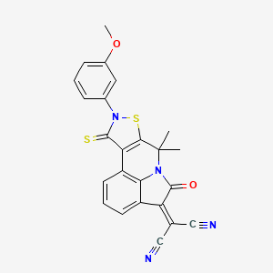 [9-(3-methoxyphenyl)-7,7-dimethyl-5-oxo-10-thioxo-9,10-dihydro-7H-isothiazolo[5,4-c]pyrrolo[3,2,1-ij]quinolin-4(5H)-ylidene]malononitrile