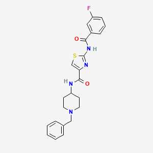 molecular formula C23H23FN4O2S B11183792 N-(1-benzylpiperidin-4-yl)-2-[(3-fluorobenzoyl)amino]-1,3-thiazole-4-carboxamide CAS No. 871096-12-7