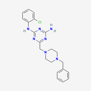 molecular formula C21H24ClN7 B11183814 6-[(4-benzylpiperazin-1-yl)methyl]-N-(2-chlorophenyl)-1,3,5-triazine-2,4-diamine 