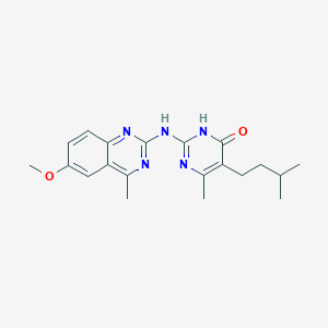 molecular formula C20H25N5O2 B11183858 2-[(6-methoxy-4-methylquinazolin-2-yl)amino]-6-methyl-5-(3-methylbutyl)pyrimidin-4(3H)-one 