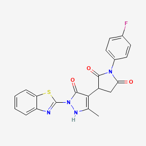 3-[1-(1,3-benzothiazol-2-yl)-5-hydroxy-3-methyl-1H-pyrazol-4-yl]-1-(4-fluorophenyl)pyrrolidine-2,5-dione