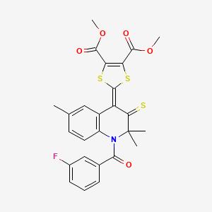 dimethyl 2-[1-(3-fluorobenzoyl)-2,2,6-trimethyl-3-thioxo-2,3-dihydro-4(1H)-quinolinyliden]-1,3-dithiole-4,5-dicarboxylate