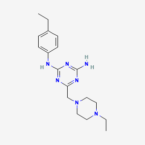 molecular formula C18H27N7 B11184018 N-(4-ethylphenyl)-6-[(4-ethylpiperazin-1-yl)methyl]-1,3,5-triazine-2,4-diamine 