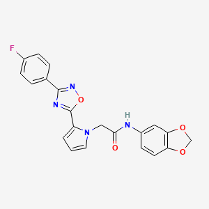 molecular formula C21H15FN4O4 B11184050 N-(1,3-benzodioxol-5-yl)-2-{2-[3-(4-fluorophenyl)-1,2,4-oxadiazol-5-yl]-1H-pyrrol-1-yl}acetamide 