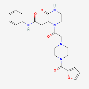 molecular formula C23H27N5O5 B11184052 2-(1-{[4-(furan-2-ylcarbonyl)piperazin-1-yl]acetyl}-3-oxopiperazin-2-yl)-N-phenylacetamide 