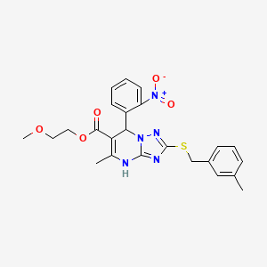 2-Methoxyethyl 5-methyl-2-[(3-methylbenzyl)sulfanyl]-7-(2-nitrophenyl)-4,7-dihydro[1,2,4]triazolo[1,5-a]pyrimidine-6-carboxylate