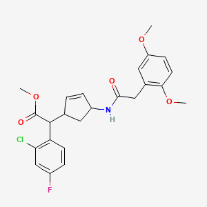 Methyl 2-(2-chloro-4-fluorophenyl)-2-(4-{[2-(2,5-dimethoxyphenyl)acetyl]amino}-2-cyclopentenyl)acetate