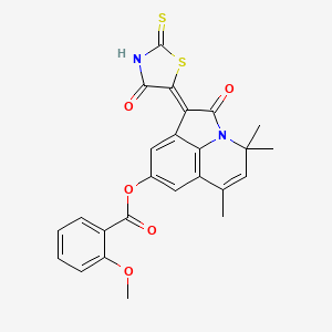 (1Z)-4,4,6-trimethyl-2-oxo-1-(4-oxo-2-thioxo-1,3-thiazolidin-5-ylidene)-1,2-dihydro-4H-pyrrolo[3,2,1-ij]quinolin-8-yl 2-methoxybenzoate