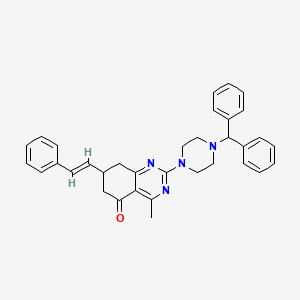 molecular formula C34H34N4O B11184095 2-[4-(diphenylmethyl)piperazin-1-yl]-4-methyl-7-[(E)-2-phenylethenyl]-7,8-dihydroquinazolin-5(6H)-one 