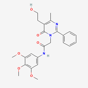 molecular formula C24H27N3O6 B11184103 2-[5-(2-hydroxyethyl)-4-methyl-6-oxo-2-phenylpyrimidin-1(6H)-yl]-N-(3,4,5-trimethoxyphenyl)acetamide 