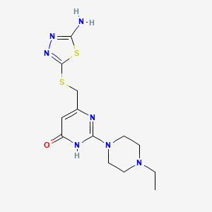 molecular formula C13H19N7OS2 B11184108 6-{[(5-amino-1,3,4-thiadiazol-2-yl)sulfanyl]methyl}-2-(4-ethylpiperazin-1-yl)pyrimidin-4(3H)-one 