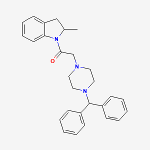 2-[4-(diphenylmethyl)piperazin-1-yl]-1-(2-methyl-2,3-dihydro-1H-indol-1-yl)ethanone