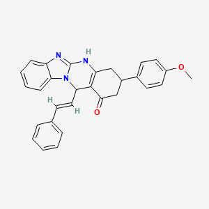 3-(4-methoxyphenyl)-12-[(E)-2-phenylethenyl]-3,4,5,12-tetrahydrobenzimidazo[2,1-b]quinazolin-1(2H)-one