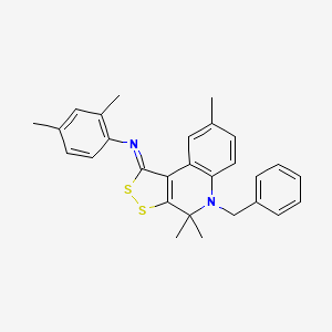 molecular formula C28H28N2S2 B11184141 N-[(1E)-5-benzyl-4,4,8-trimethyl-4,5-dihydro-1H-[1,2]dithiolo[3,4-c]quinolin-1-ylidene]-2,4-dimethylaniline 