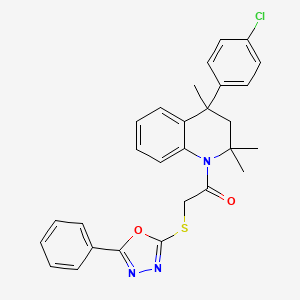 molecular formula C28H26ClN3O2S B11184148 1-[4-(4-chlorophenyl)-2,2,4-trimethyl-3,4-dihydroquinolin-1(2H)-yl]-2-[(5-phenyl-1,3,4-oxadiazol-2-yl)sulfanyl]ethanone 