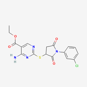 Ethyl 4-amino-2-{[1-(3-chlorophenyl)-2,5-dioxopyrrolidin-3-yl]sulfanyl}pyrimidine-5-carboxylate