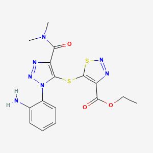 molecular formula C16H17N7O3S2 B11184320 ethyl 5-{[1-(2-aminophenyl)-4-(dimethylcarbamoyl)-1H-1,2,3-triazol-5-yl]sulfanyl}-1,2,3-thiadiazole-4-carboxylate 