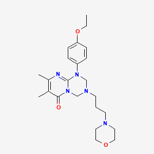 molecular formula C23H33N5O3 B11184329 1-(4-ethoxyphenyl)-7,8-dimethyl-3-[3-(morpholin-4-yl)propyl]-1,2,3,4-tetrahydro-6H-pyrimido[1,2-a][1,3,5]triazin-6-one 