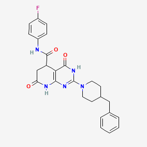 molecular formula C26H26FN5O3 B11184338 2-(4-benzylpiperidin-1-yl)-N-(4-fluorophenyl)-4,7-dioxo-3,4,5,6,7,8-hexahydropyrido[2,3-d]pyrimidine-5-carboxamide 