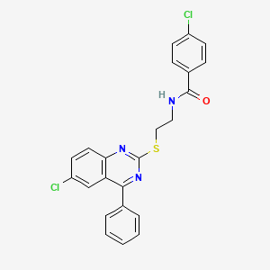 4-chloro-N-{2-[(6-chloro-4-phenylquinazolin-2-yl)sulfanyl]ethyl}benzamide