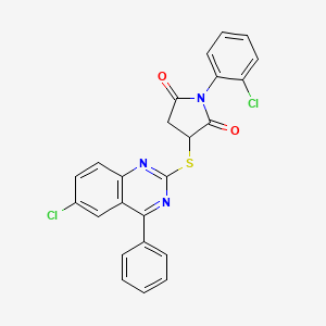 1-(2-Chlorophenyl)-3-[(6-chloro-4-phenylquinazolin-2-yl)sulfanyl]pyrrolidine-2,5-dione