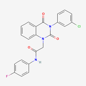 molecular formula C22H15ClFN3O3 B11184400 2-[3-(3-chlorophenyl)-2,4-dioxo-3,4-dihydroquinazolin-1(2H)-yl]-N-(4-fluorophenyl)acetamide 