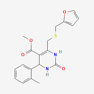 molecular formula C19H20N2O4S B11184435 Methyl 6-{[(furan-2-ylmethyl)sulfanyl]methyl}-4-(2-methylphenyl)-2-oxo-1,2,3,4-tetrahydropyrimidine-5-carboxylate 