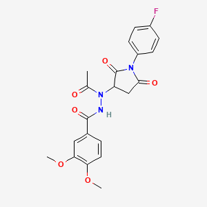 N'-acetyl-N'-[1-(4-fluorophenyl)-2,5-dioxopyrrolidin-3-yl]-3,4-dimethoxybenzohydrazide