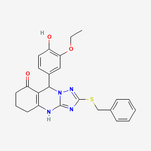 2-(benzylsulfanyl)-9-(3-ethoxy-4-hydroxyphenyl)-5,6,7,9-tetrahydro[1,2,4]triazolo[5,1-b]quinazolin-8(4H)-one