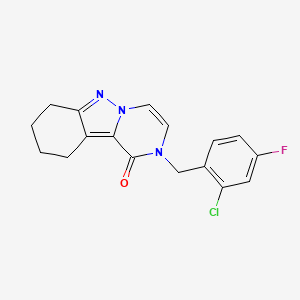 2-[(2-chloro-4-fluorophenyl)methyl]-1H,2H,7H,8H,9H,10H-pyrazino[1,2-b]indazol-1-one