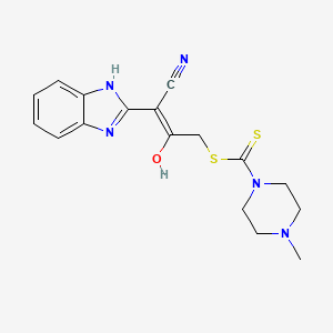 3-cyano-3-(1,3-dihydro-2H-benzimidazol-2-ylidene)-2-oxopropyl 4-methylpiperazine-1-carbodithioate