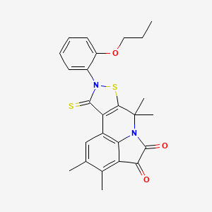 2,3,7,7-tetramethyl-9-(2-propoxyphenyl)-10-thioxo-9,10-dihydro-7H-isothiazolo[5,4-c]pyrrolo[3,2,1-ij]quinoline-4,5-dione