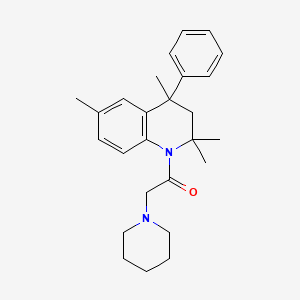 molecular formula C26H34N2O B11184539 2-(piperidin-1-yl)-1-(2,2,4,6-tetramethyl-4-phenyl-3,4-dihydroquinolin-1(2H)-yl)ethanone 